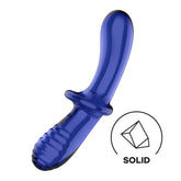 Satisfyer Double Crystal Blue - Glass Dildo for Temperature Play DONGS Glass